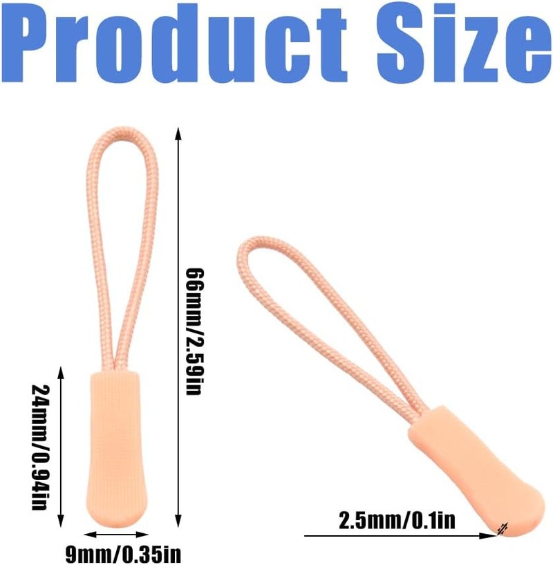 Ruidee 50 Pieces Zipper Pulls Zipper Tabs Zipper Pull Cord Extender Replacement Zipper Pulls for Backpacks, Jackets, Luggage, Purses, Handbags（Light Flesh Pink） - Image 2